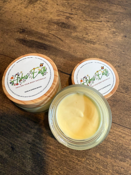 Organic Tallow Facial Cream : Rose and Sandalwood