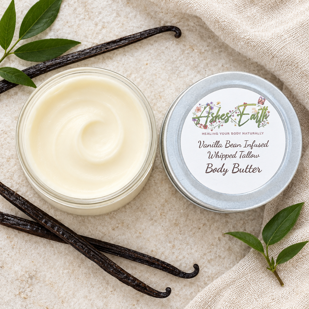 Vanilla body butter and vanilla pods from above